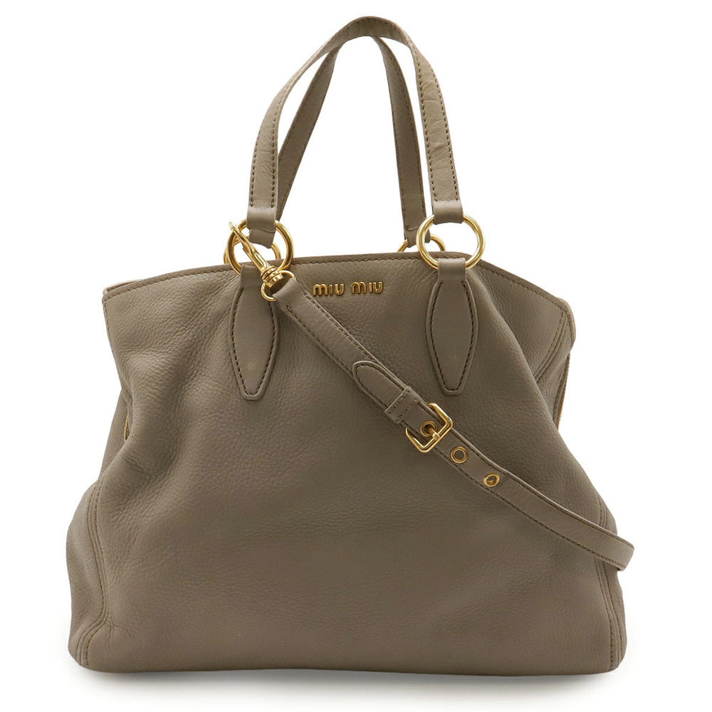 Miu Miu Vitello Carib Tote Bag Shoulder Leather Gray